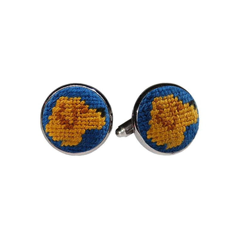 Golden Retriever Needlepoint Cufflinks in Blueberry by Smathers & Branson - Country Club Prep