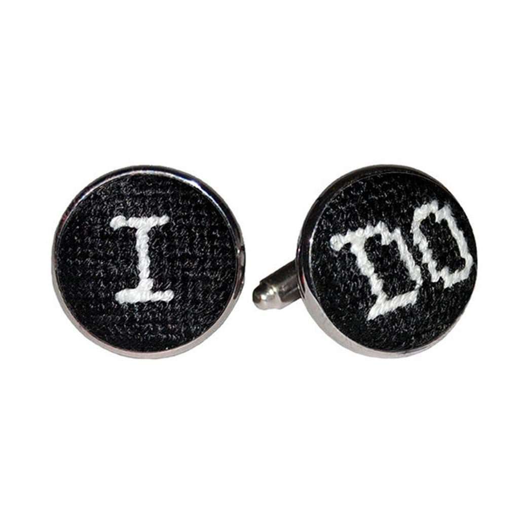 I Do Needlepoint Cufflinks in Black by Smathers & Branson - Country Club Prep