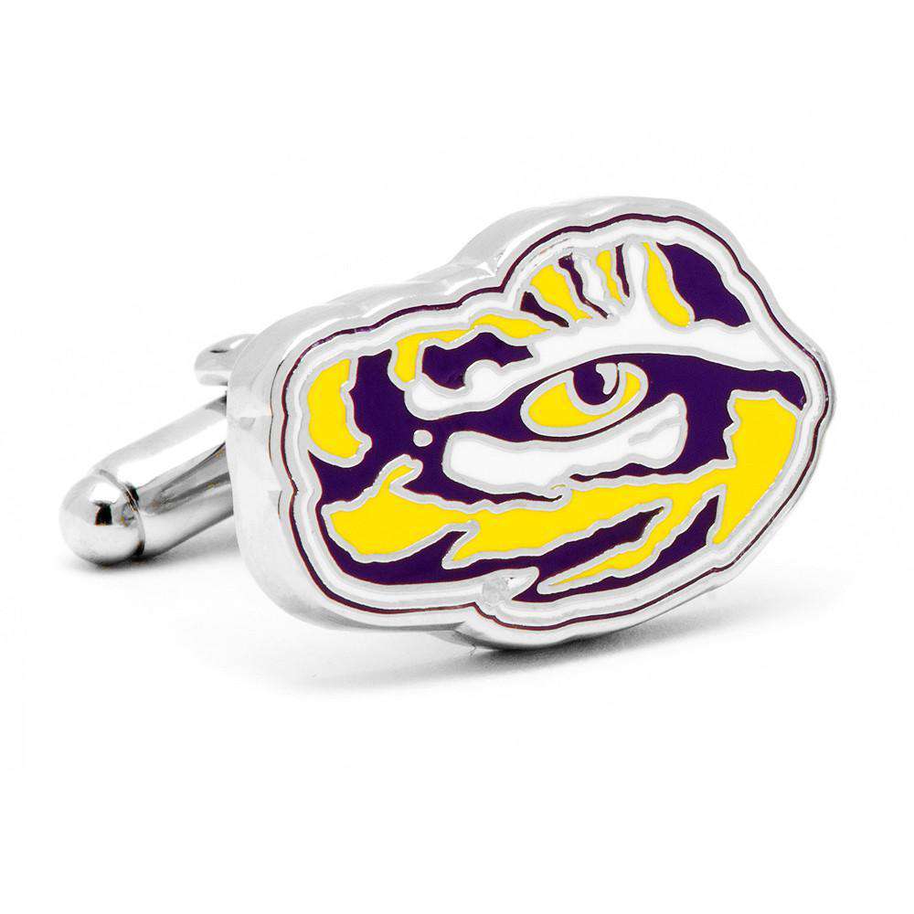 LSU Tiger's Eye Cufflinks in Silver by CufflinksInc - Country Club Prep