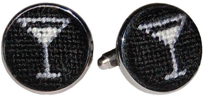 Martini Needlepoint Cufflinks by Smathers & Branson - Country Club Prep