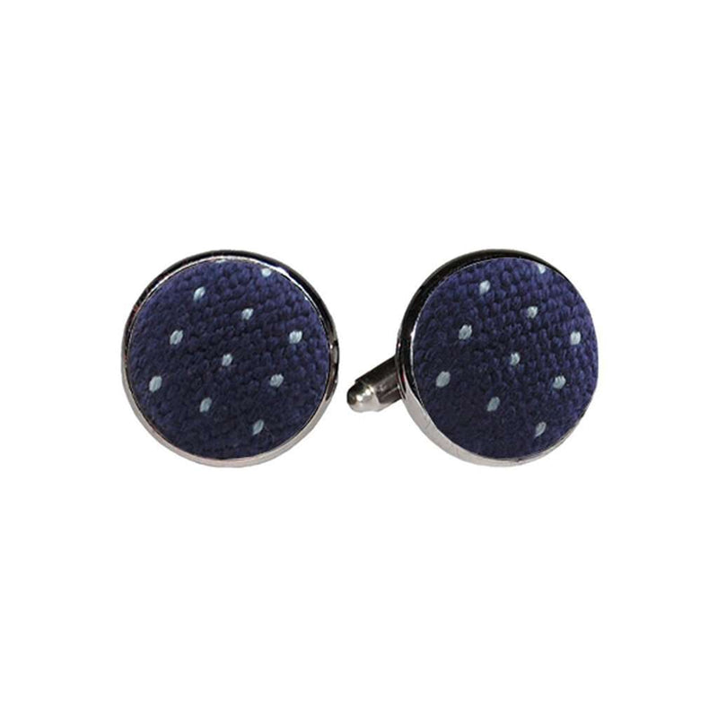 Microdot Needlepoint Cufflinks in Dark Navy by Smathers & Branson - Country Club Prep