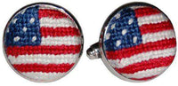Old Glory American Flag Needlepoint Cufflinks in Red, White and Blue by Smathers & Branson - Country Club Prep