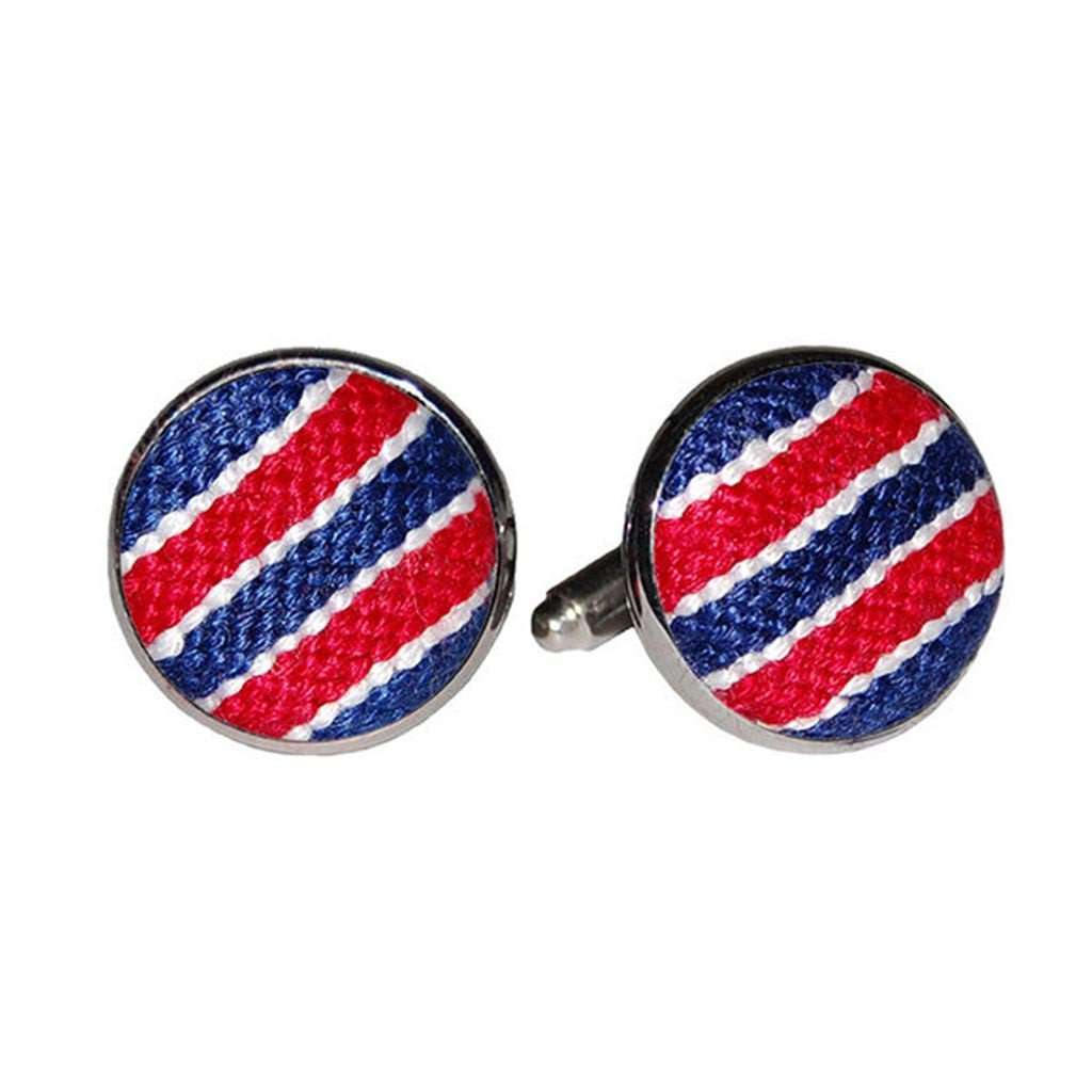 Patriotic Stripe Needlepoint Cufflinks by Smathers & Branson - Country Club Prep
