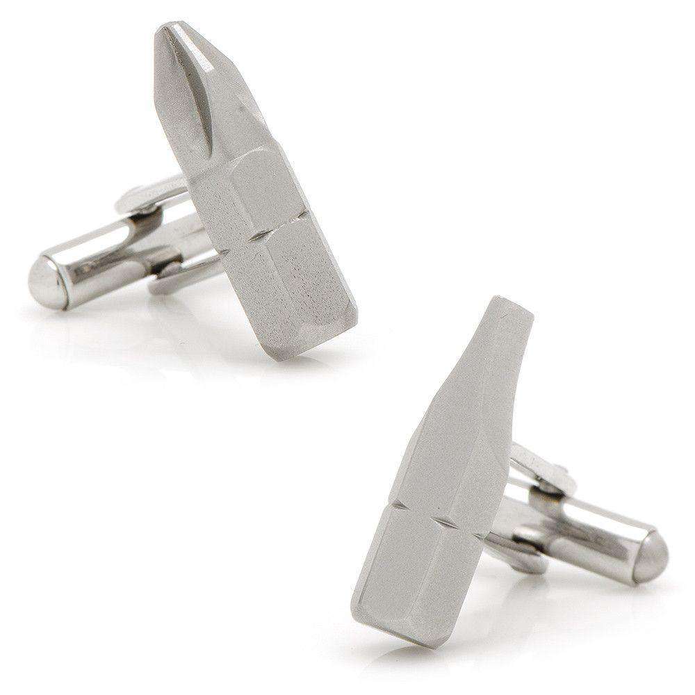 Phillips and Flathead Screwdriver Bit Cufflinks in Silver by CufflinksInc - Country Club Prep