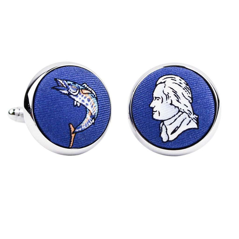 Wahoo & Jefferson Cufflinks in Navy by Bird Dog Bay - Country Club Prep