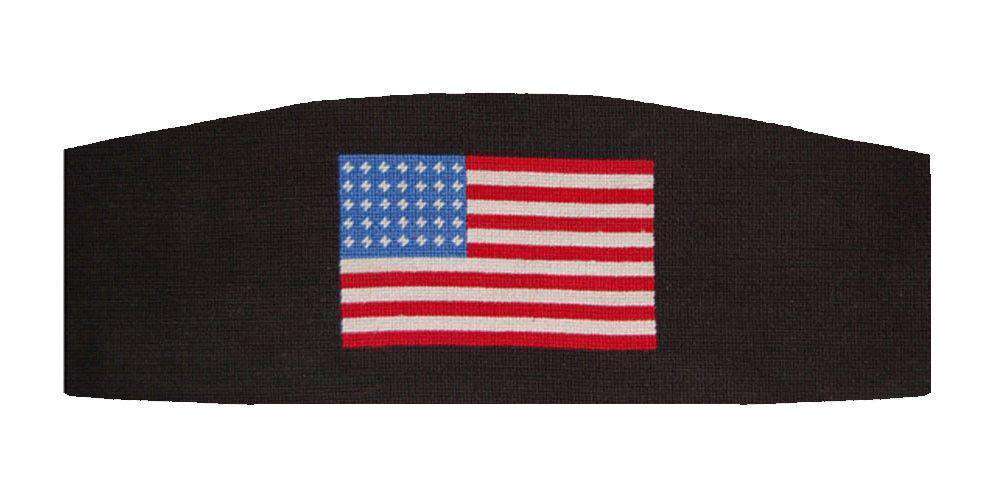 American Flag Needlepoint Cummerbund in Black by Smathers & Branson - Country Club Prep