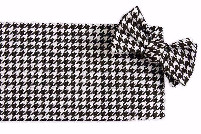 Black Houndstooth Cummerbund Set by High Cotton - Country Club Prep