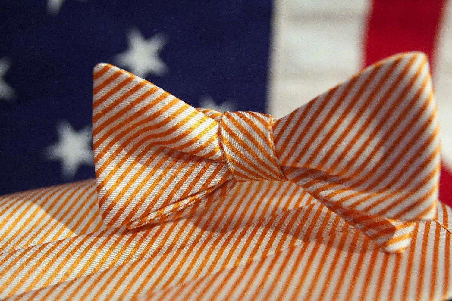 CG Stripes Signature Series Cummerbund and Bow Set in Orange by Collared Greens - Country Club Prep