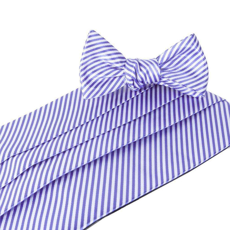 CG Stripes Signature Series Cummerbund and Bow Set in Purple by Collared Greens - Country Club Prep