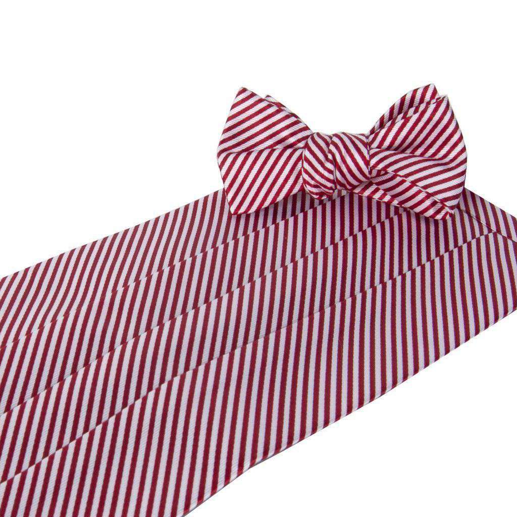 CG Stripes Signature Series Cummerbund and Bow Set in Red by Collared Greens - Country Club Prep