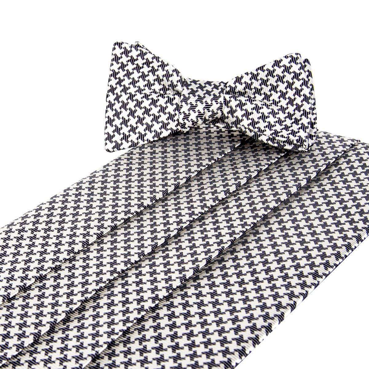 Gatsby Cummerbund and Bow Set in Black and White by Collared Greens - Country Club Prep