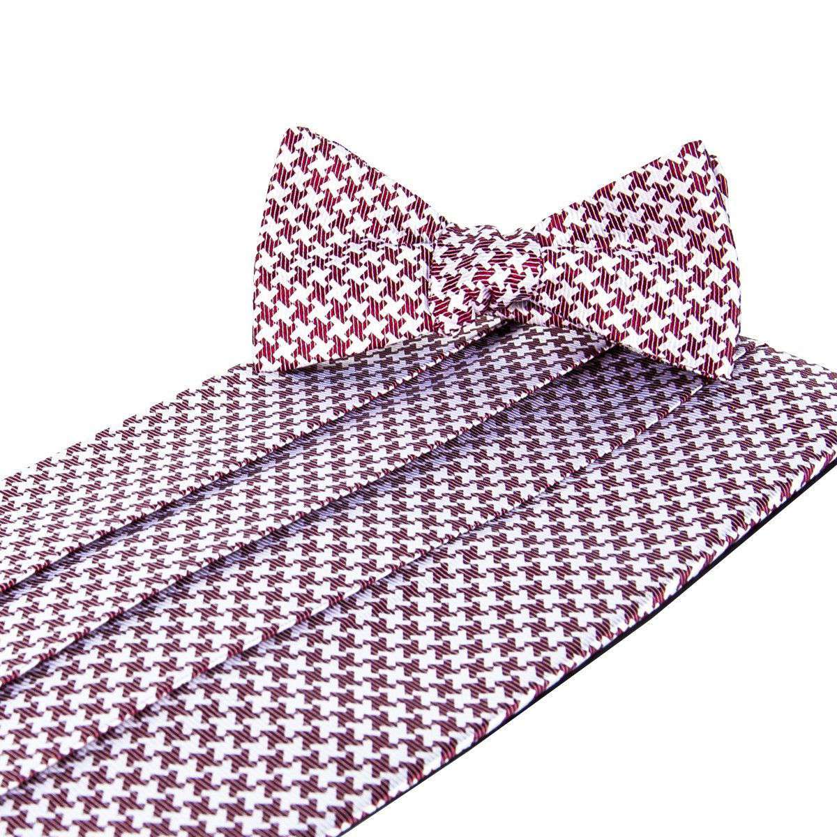 Gatsby Cummerbund and Bow Set in Crimson & White by Collared Greens - Country Club Prep