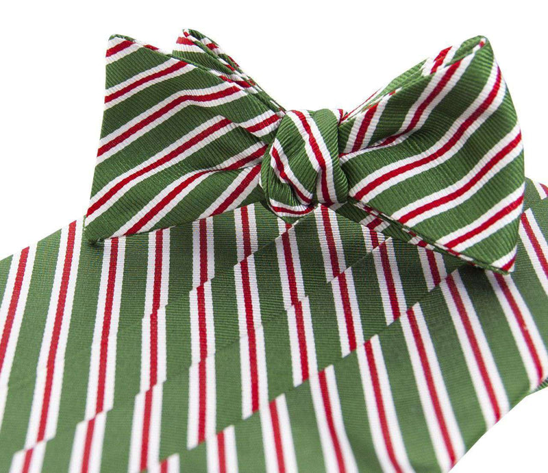 Holiday Stripes Cummerbund and Bow Set in Green by Collared Greens - Country Club Prep