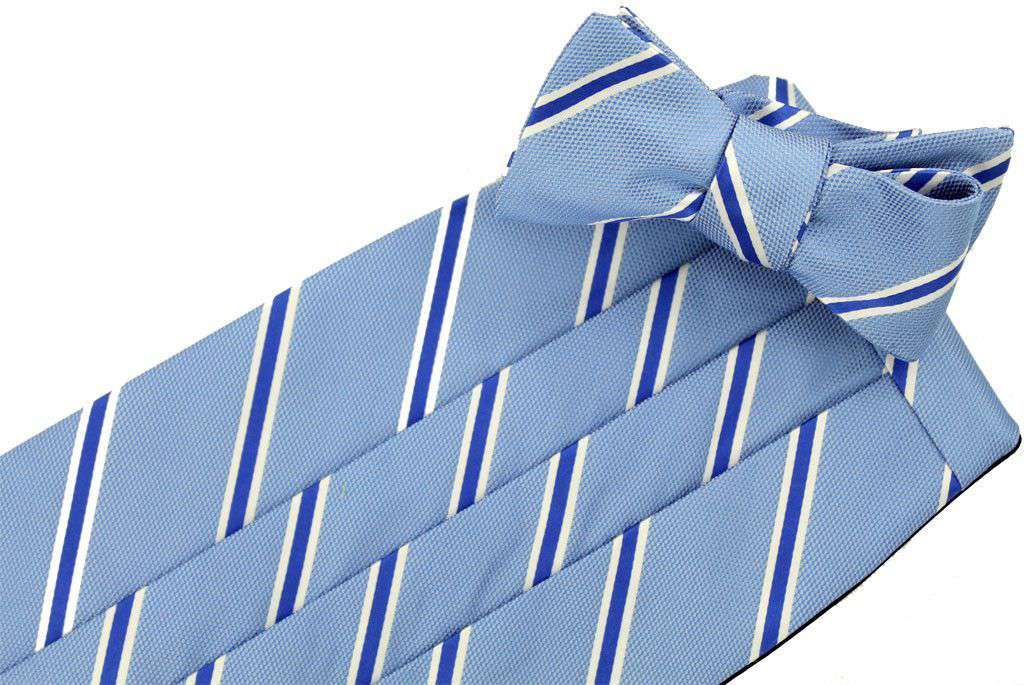 James Cummerbund and Bow Set in Blue by Collared Greens - Country Club Prep