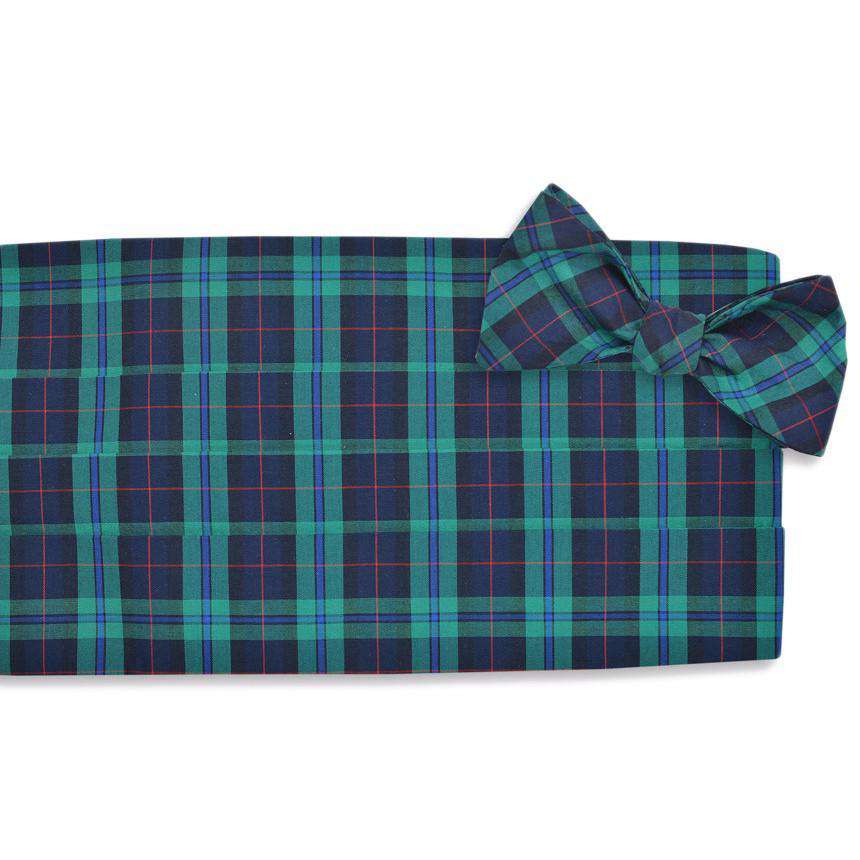 Macleod Tartan Cummerbund Set in Green & Navy by High Cotton - Country Club Prep