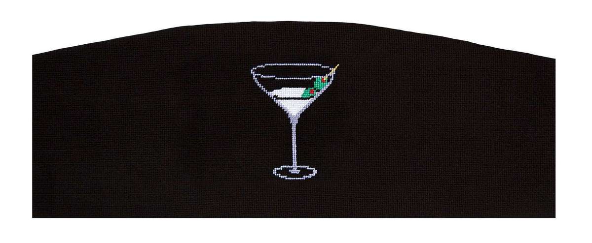 Martini Needlepoint Cummerbund in Black by Smathers & Branson - Country Club Prep