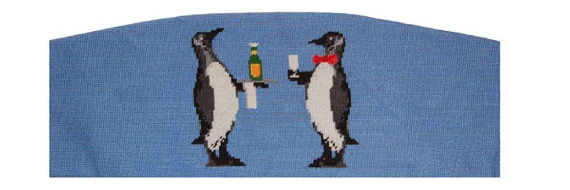 Penguins Needlepoint Cummerbund in Blue by Smathers & Branson - Country Club Prep
