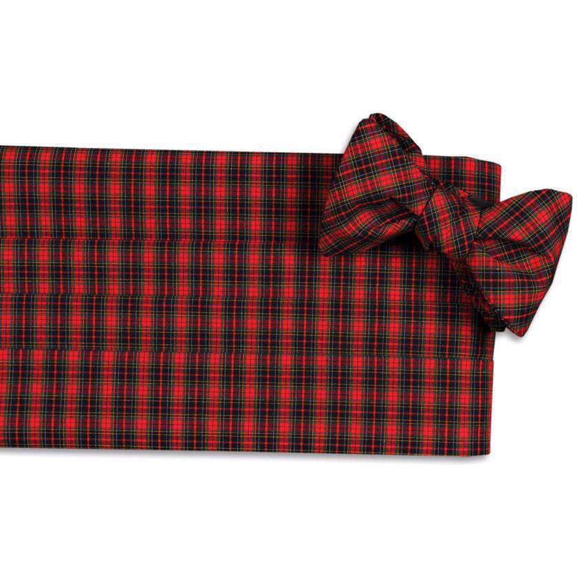 Red and Navy Tartan Cummerbund Set by High Cotton - Country Club Prep