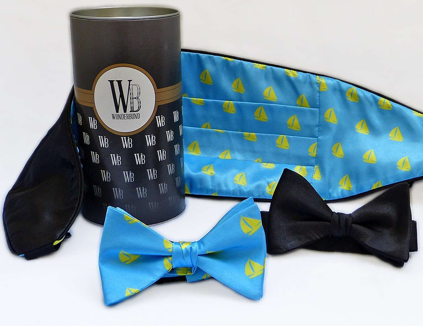 Reversible Cummerbund and Bow Set in Boats N' Boats by Wonderbund - Country Club Prep