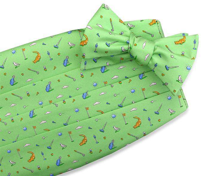 Tee Time Cummerbund Set in Green by Bird Dog Bay - Country Club Prep