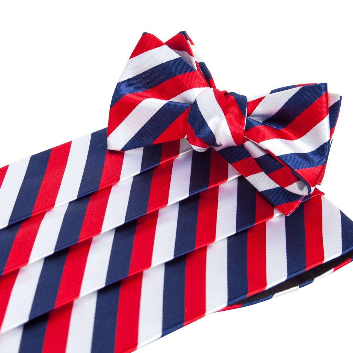 USA Stripes Cummerbund and Bow Set in Red, White, & Blue by Collared Greens - Country Club Prep