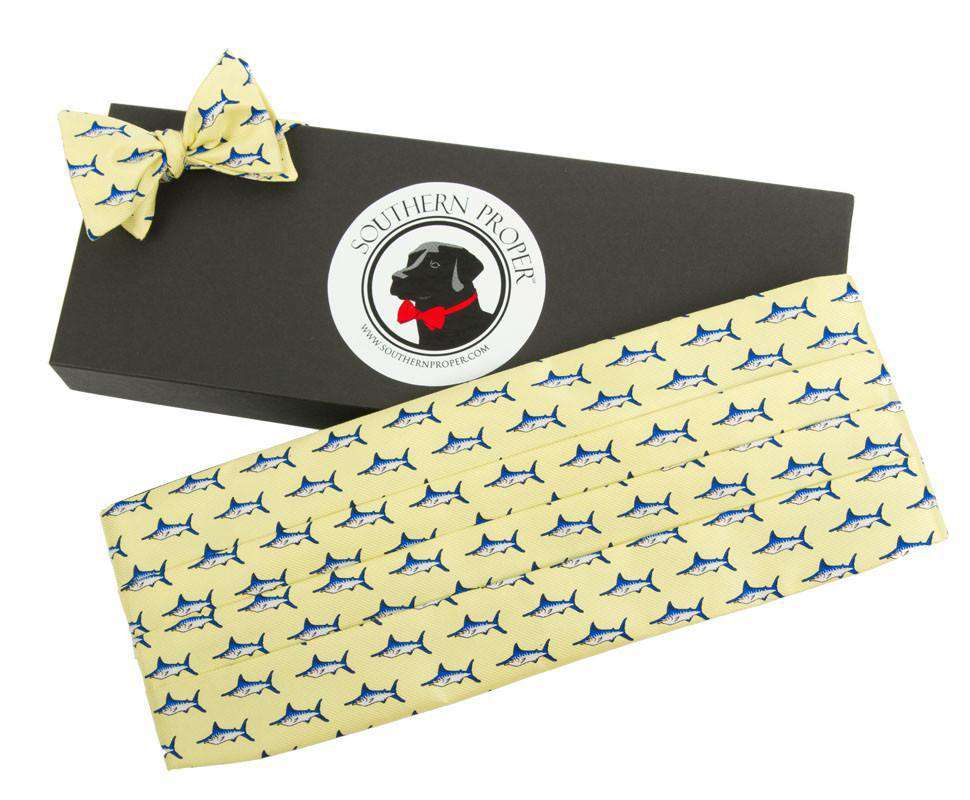 Yellow Marlin Cummerbund and Bow Set in Pale Yellow by Southern Proper - Country Club Prep
