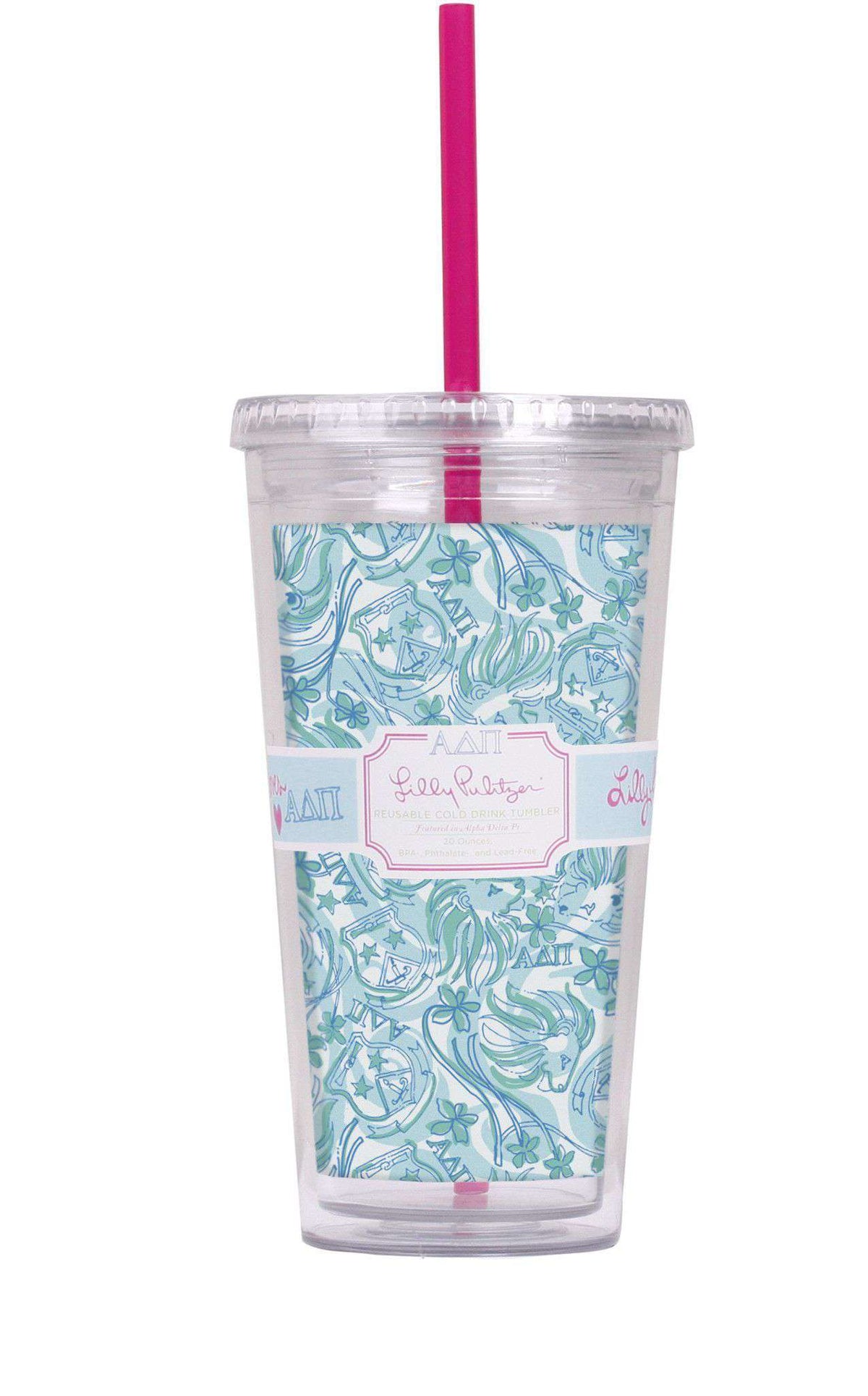 Alpha Delta Pi Tumbler with Straw by Lilly Pulitzer - Country Club Prep