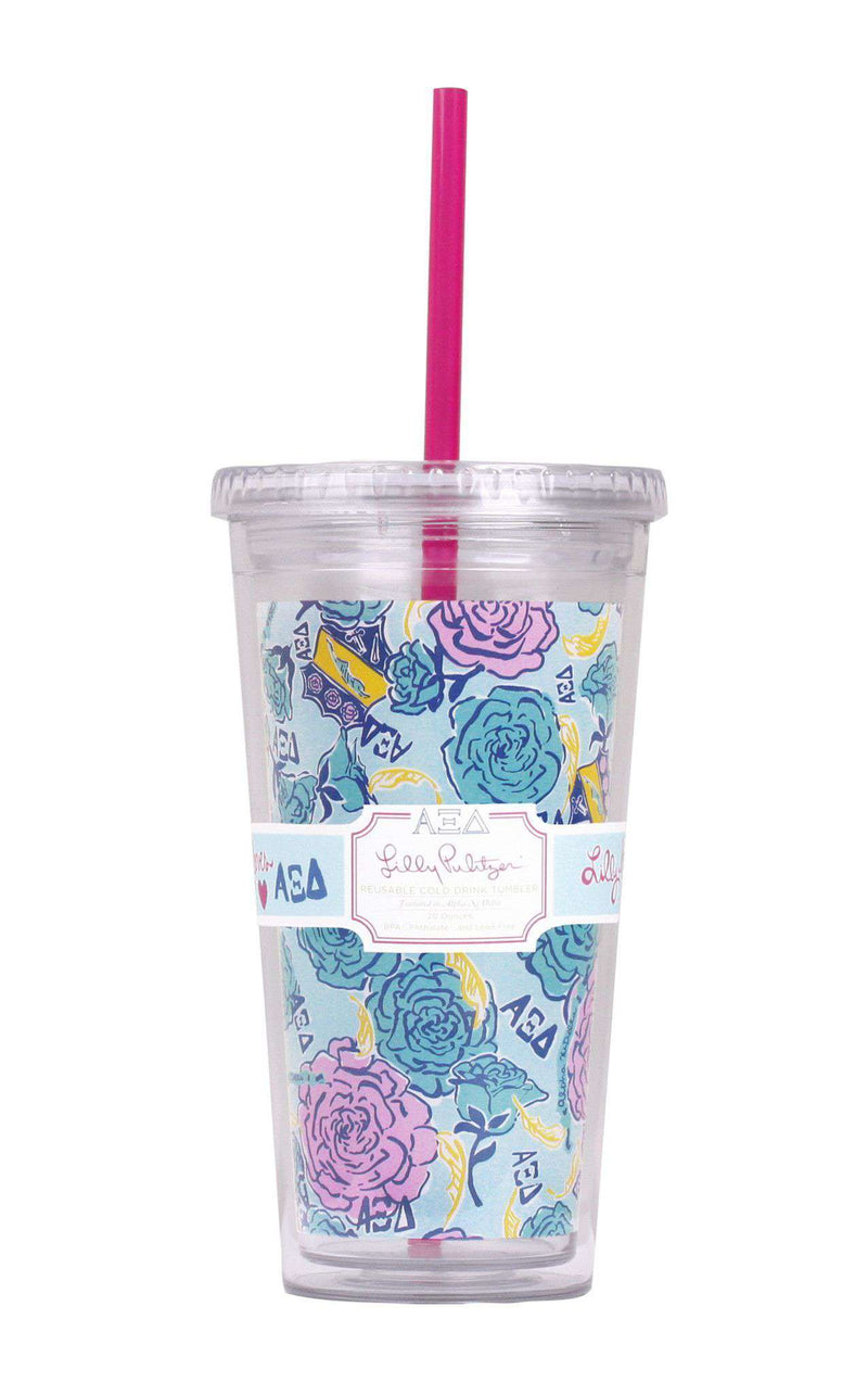 Alpha Xi Delta Tumbler with Straw by Lilly Pulitzer - Country Club Prep