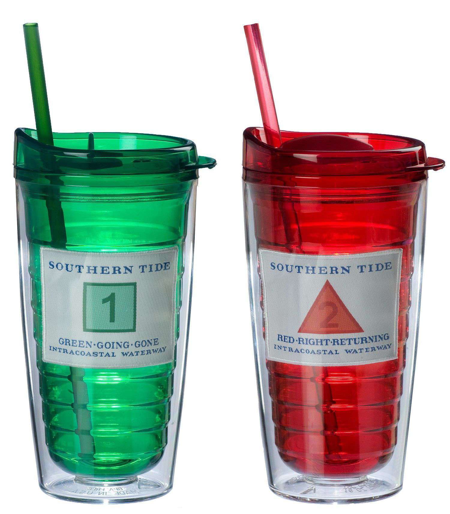 Collectible Channel Marker Tumbler Set in Red & Green by Southern Tide - Country Club Prep