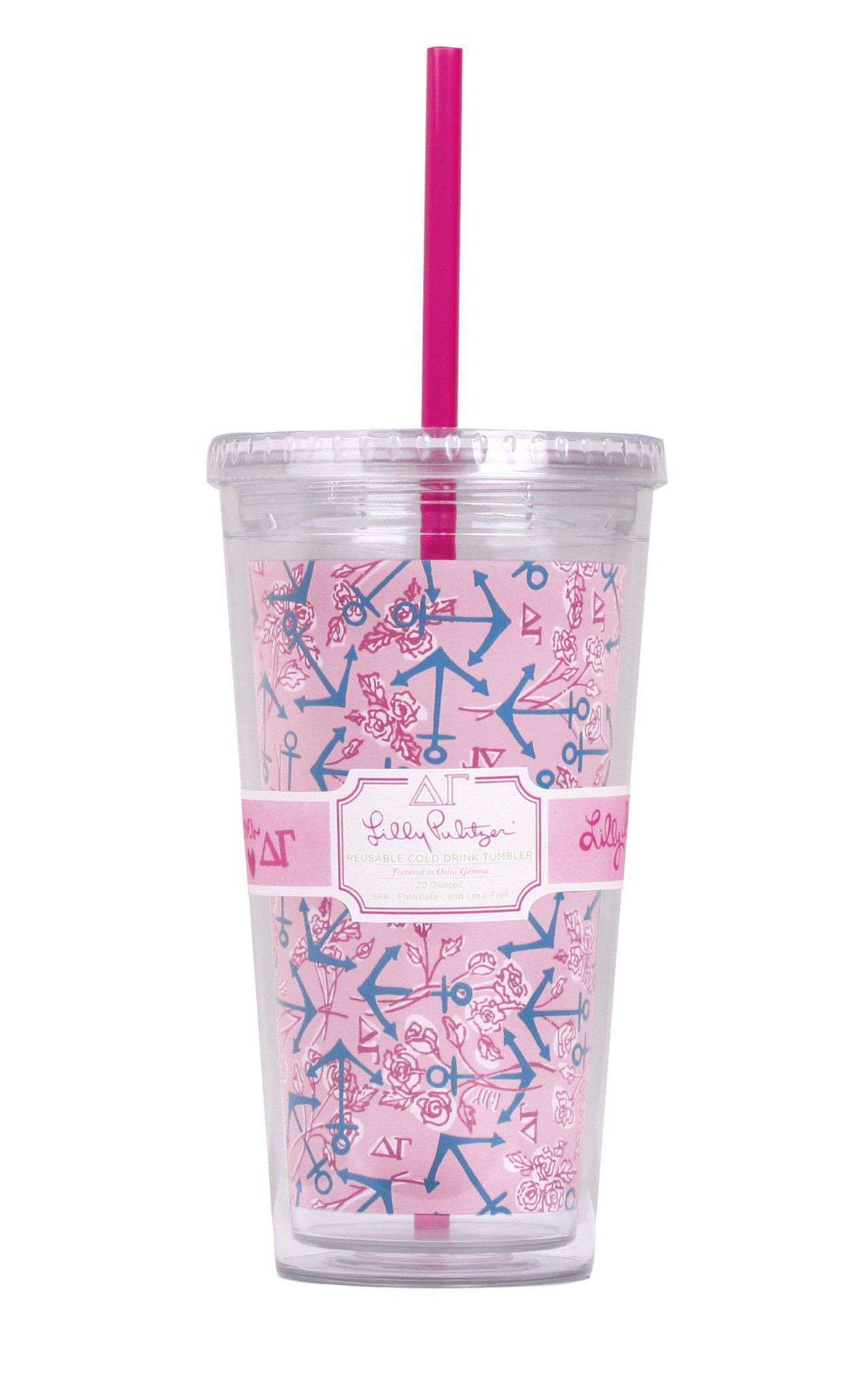 Delta Gamma Tumbler with Straw by Lilly Pulitzer - Country Club Prep