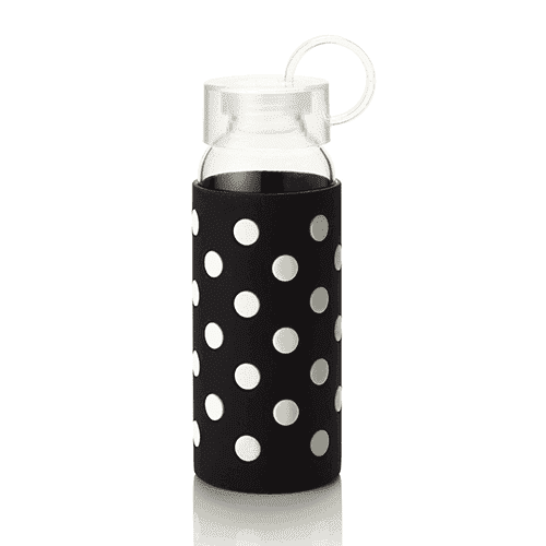 Glass Water Bottle in Black and White Dots by Kate Spade New York - Country Club Prep