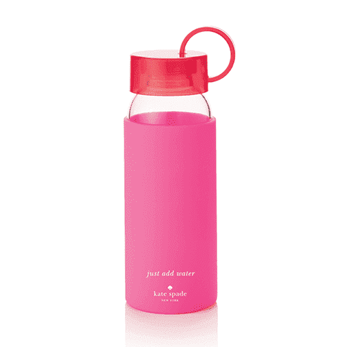 Glass Water Bottle in Pink and Red by Kate Spade New York - Country Club Prep