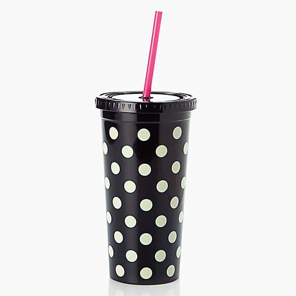 Insulated Tumbler in Black Dots by Kate Spade New York - Country Club Prep