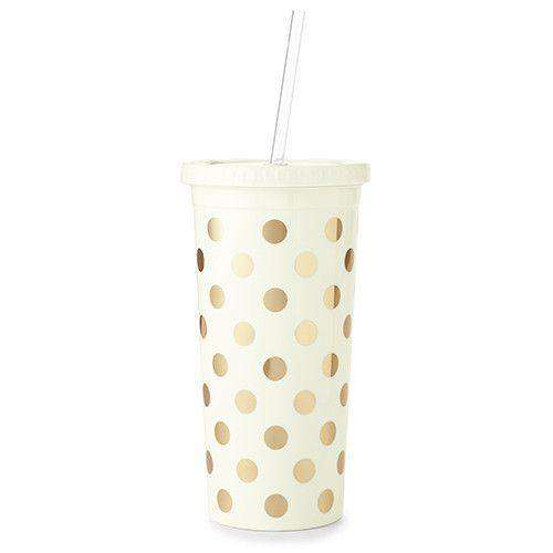 Insulated Tumbler in Gold Dots by Kate Spade New York - Country Club Prep