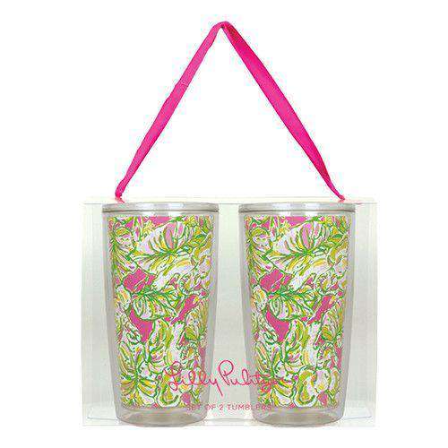 Insulated Tumbler Set in Elephant Ears by Lilly Pulitzer - Country Club Prep