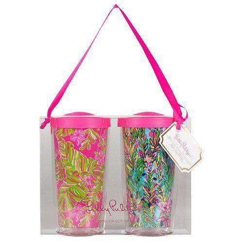 Insulated Tumbler Set in Hot Spot & Jungle Tumble by Lilly Pulitzer - Country Club Prep