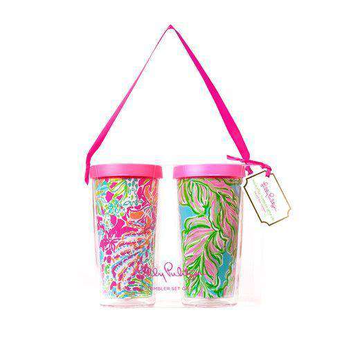 Insulated Tumbler Set in In the Bungalows/Spot Ya by Lilly Pulitzer - Country Club Prep