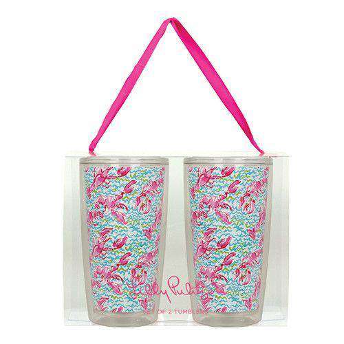 Insulated Tumbler Set in Lobstah Roll by Lilly Pulitzer - Country Club Prep