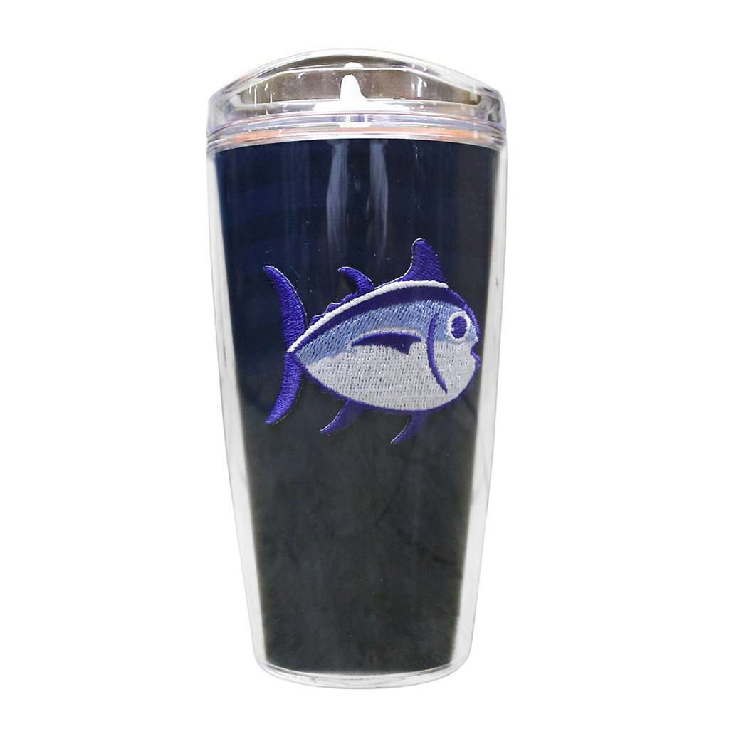 Team Colors 16oz Skipjack Tumbler in Navy and Endzone Orange by Southern Tide - Country Club Prep