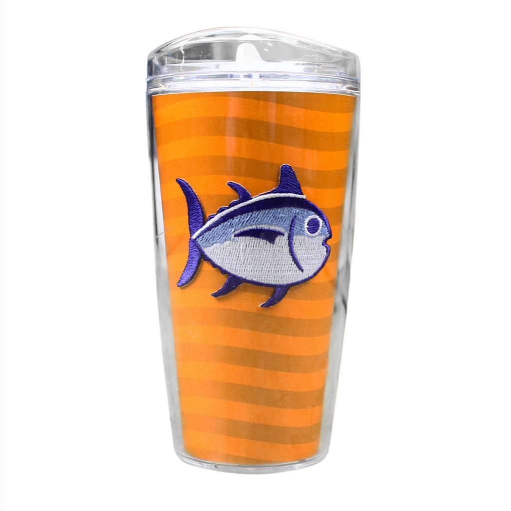 Team Colors 16oz Skipjack Tumbler in Rocky Top Orange and White by Southern Tide - Country Club Prep