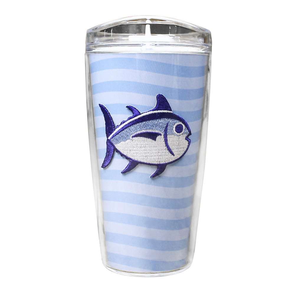 Team Colors 16oz Skipjack Tumbler in True Blue and White by Southern Tide - Country Club Prep