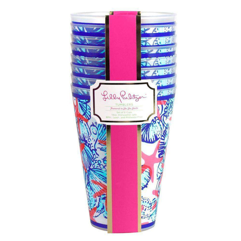To-Go Tumbler Set in She She Shells by Lilly Pulitzer - Country Club Prep