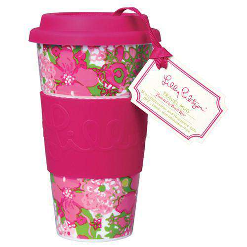 Travel Mug in Beach Rose by Lilly Pulitzer - Country Club Prep