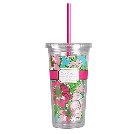 Tumbler with Straw in Big Flirt by Lilly Pulitzer - Country Club Prep