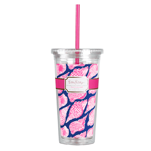 Tumbler with Straw in Cute as Shell by Lilly Pulitzer - Country Club Prep