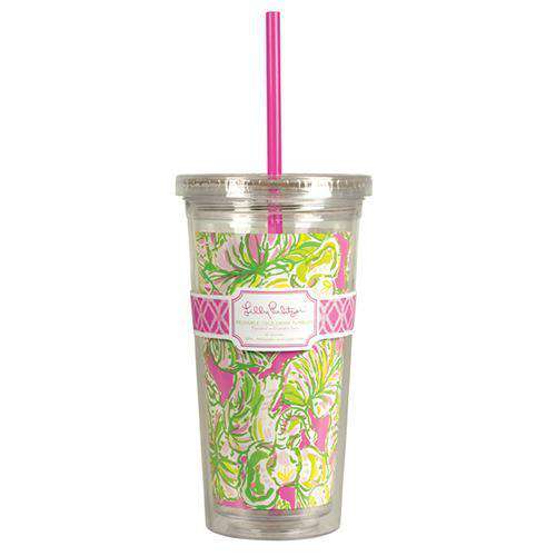Tumbler with Straw in Elephant Ears by Lilly Pulitzer - Country Club Prep