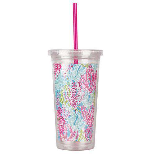 Tumbler with Straw in Let's Cha Cha by Lilly Pulitzer - Country Club Prep