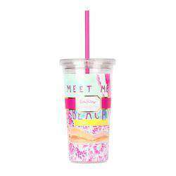 Tumbler with Straw in Meet Me At The Beach by Lilly Pulitzer - Country Club Prep