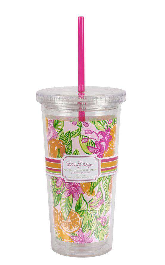 Tumbler with Straw in Peelin' Out by Lilly Pulitzer - Country Club Prep
