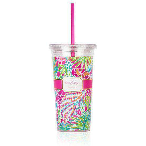 Tumbler with Straw in Spot Ya by Lilly Pulitzer - Country Club Prep
